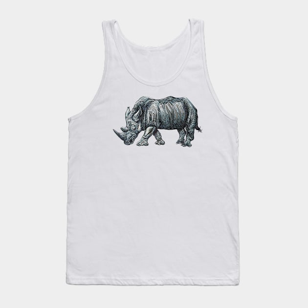 black rhino line art illustration Tank Top by tsd-fashion